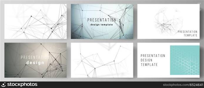 The minimalistic abstract vector layout of the presentation slides design business templates. Technology, science, medical concept. Molecule structure, connecting lines and dots. Futuristic background. The minimalistic abstract vector layout of the presentation slides design business templates. Technology, science, medical concept. Molecule structure, connecting lines and dots. Futuristic background.
