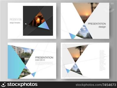 The minimalistic abstract vector layout of the presentation slides design business templates. Creative modern background with blue triangles and triangular shapes. Simple design decoration. The minimalistic abstract vector layout of the presentation slides design business templates. Creative modern background with blue triangles and triangular shapes. Simple design decoration.