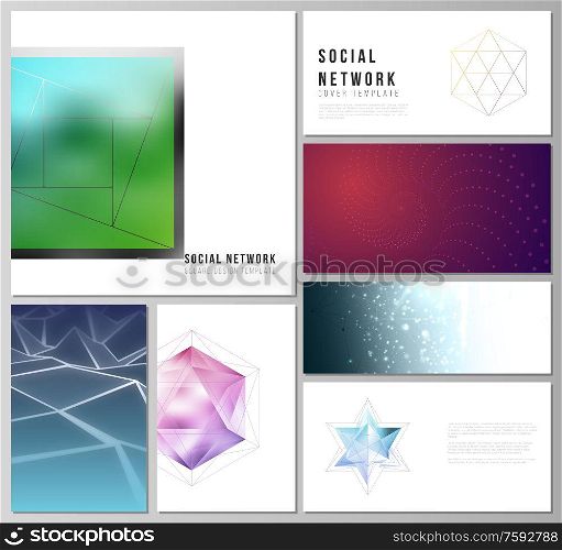 The minimalistic abstract vector layouts of modern social network mockups in popular formats. 3d polygonal geometric modern design abstract background. Science or technology vector illustration. The minimalistic abstract vector layouts of modern social network mockups in popular formats. 3d polygonal geometric modern design abstract background. Science or technology vector illustration.
