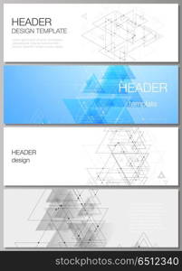 The minimalistic vector illustration of editable layout of headers, banner design templates in popular formats. Polygonal background with triangles, connecting dots and lines. Connection structure. The minimalistic vector illustration of the editable layout of headers, banner design templates in popular formats. Polygonal background with triangles, connecting dots and lines. Connection structure