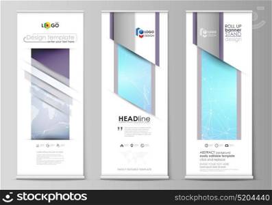 The minimalistic vector illustration of editable layout of roll up banner stands, vertical flyers, flags design business templates. Polygonal texture. Global connections, futuristic geometric concept.. The minimalistic vector illustration of the editable layout of roll up banner stands, vertical flyers, flags design business templates. Polygonal texture. Global connections, futuristic geometric concept.