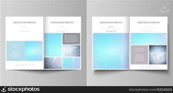 The minimalistic vector illustration of editable layout of two A4 format modern covers design templates for brochure, flyer, report. Polygonal texture. Global connections, futuristic geometric concept. The minimalistic vector illustration of the editable layout of two A4 format modern covers design templates for brochure, flyer, report. Polygonal texture. Global connections, futuristic geometric concept.