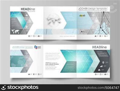The minimalistic vector illustration of the editable layout. Two modern creative covers design templates for square brochure or flyer. Futuristic high tech background, dig data technology concept.. The minimalistic vector illustration of the editable layout. Two modern creative covers design templates for square brochure or flyer. Futuristic high tech background, dig data technology concept