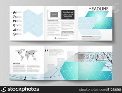 The minimalistic vector illustration of the editable layout. Two modern creative covers design templates for square brochure or flyer. Futuristic high tech background, dig data technology concept.. The minimalistic vector illustration of the editable layout. Two modern creative covers design templates for square brochure or flyer. Futuristic high tech background, dig data technology concept