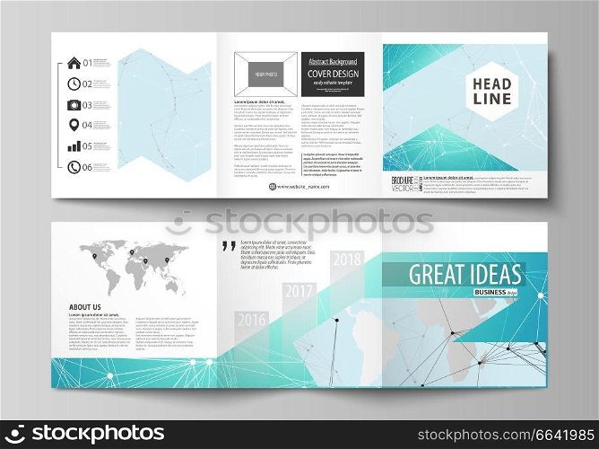 The minimalistic vector illustration of the editable layout. Two modern creative covers design templates for square brochure or flyer. Futuristic high tech background, dig data technology concept. The minimalistic vector illustration of the editable layout. Two modern creative covers design templates for square brochure or flyer. Futuristic high tech background, dig data technology concept.
