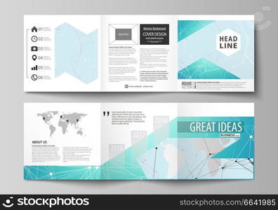 The minimalistic vector illustration of the editable layout. Two modern creative covers design templates for square brochure or flyer. Futuristic high tech background, dig data technology concept. The minimalistic vector illustration of the editable layout. Two modern creative covers design templates for square brochure or flyer. Futuristic high tech background, dig data technology concept.