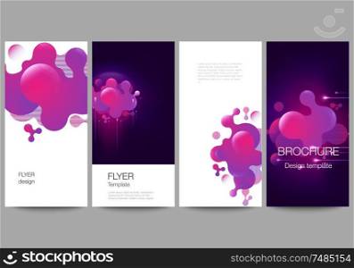 The minimalistic vector illustration of the editable layout of flyer, banner design templates. Black background with fluid gradient, liquid pink colored geometric element. The minimalistic vector illustration of the editable layout of flyer, banner design templates. Black background with fluid gradient, liquid pink colored geometric element.