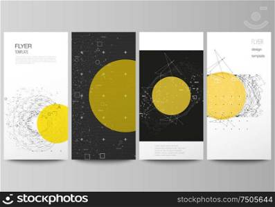The minimalistic vector illustration of the editable layout of flyer, banner design templates. Science or technology 3d background with dynamic particles. Chemistry and science concept. The minimalistic vector illustration of the editable layout of flyer, banner design templates. Science or technology 3d background with dynamic particles. Chemistry and science concept.