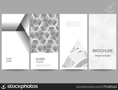 The minimalistic vector illustration of the editable layout of flyer, banner design templates. Abstract geometric triangle design background using different triangular style patterns. The minimalistic vector illustration of the editable layout of flyer, banner design templates. Abstract geometric triangle design background using different triangular style patterns.