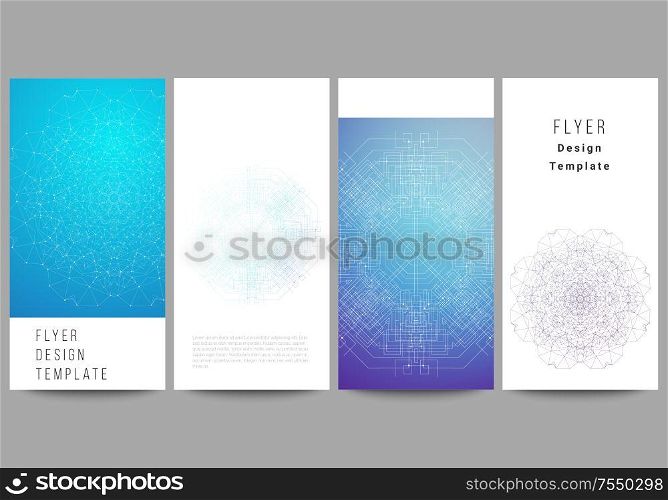 The minimalistic vector illustration of the editable layout of flyer, banner design templates. Big Data Visualization, geometric communication background with connected lines and dots. The minimalistic vector illustration of the editable layout of flyer, banner design templates. Big Data Visualization, geometric communication background with connected lines and dots.