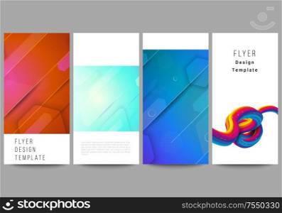 The minimalistic vector illustration of the editable layout of flyer, banner design templates. Futuristic technology design, colorful backgrounds with fluid gradient shapes composition. The minimalistic vector illustration of the editable layout of flyer, banner design templates. Futuristic technology design, colorful backgrounds with fluid gradient shapes composition.