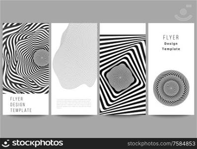 The minimalistic vector illustration of the editable layout of flyer, banner design templates. Abstract 3D geometrical background with optical illusion black and white design pattern. The minimalistic vector illustration of the editable layout of flyer, banner design templates. Abstract 3D geometrical background with optical illusion black and white design pattern.