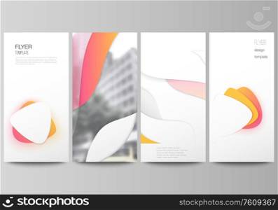 The minimalistic vector illustration of the editable layout of flyer, banner design templates. Yellow color gradient abstract dynamic shapes, colorful geometric template design. The minimalistic vector illustration of the editable layout of flyer, banner design templates. Yellow color gradient abstract dynamic shapes, colorful geometric template design.