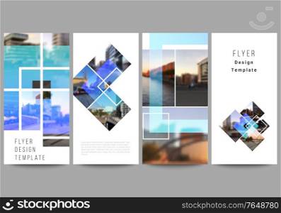 The minimalistic vector illustration of the editable layout of flyer, banner design templates. Creative trendy style mockups, blue color trendy design backgrounds. The minimalistic vector illustration of the editable layout of flyer, banner design templates. Creative trendy style mockups, blue color trendy design backgrounds.