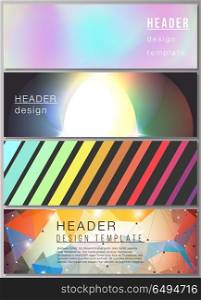 The minimalistic vector illustration of the editable layout of headers, banner design templates in popular formats. Abstract colorful geometric backgrounds in minimalistic design to choose from.. The minimalistic vector illustration of the editable layout of headers, banner design templates in popular formats. Abstract colorful geometric backgrounds in minimalistic design to choose from