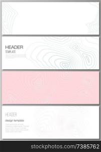 The minimalistic vector illustration of the editable layout of headers, banner design templates. Topographic contour map, abstract monochrome background. The minimalistic vector illustration of the editable layout of headers, banner design templates. Topographic contour map, abstract monochrome background.