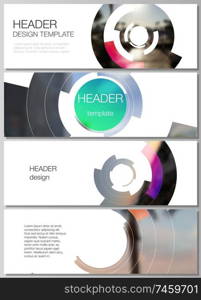 The minimalistic vector illustration of the editable layout of headers, banner design templates. Futuristic design circular pattern, circle elements forming geometric frame for photo. The minimalistic vector illustration of the editable layout of headers, banner design templates. Futuristic design circular pattern, circle elements forming geometric frame for photo.