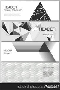The minimalistic vector illustration of the editable layout of headers, banner design templates. Abstract geometric triangle design background using different triangular style patterns. The minimalistic vector illustration of the editable layout of headers, banner design templates. Abstract geometric triangle design background using different triangular style patterns.