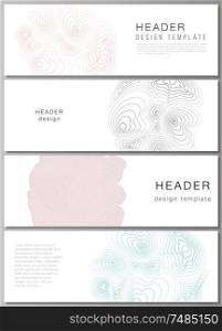 The minimalistic vector illustration of the editable layout of headers, banner design templates. Topographic contour map, abstract monochrome background. The minimalistic vector illustration of the editable layout of headers, banner design templates. Topographic contour map, abstract monochrome background.
