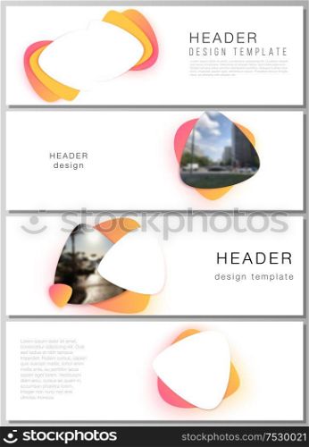 The minimalistic vector illustration of the editable layout of headers, banner design templates. Yellow color gradient abstract dynamic shapes, colorful geometric template design. The minimalistic vector illustration of the editable layout of headers, banner design templates. Yellow color gradient abstract dynamic shapes, colorful geometric template design.