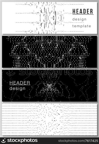 The minimalistic vector illustration of the editable layout of headers, banner design templates. Trendy modern science or technology background with dynamic particles. Cyberspace grid. The minimalistic vector illustration of the editable layout of headers, banner design templates. Trendy modern science or technology background with dynamic particles. Cyberspace grid.