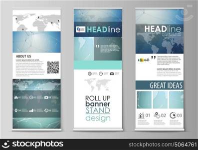The minimalistic vector illustration of the editable layout of roll up banner stands, vertical flyers, flags design business templates. Chemistry pattern, connecting lines and dots. Medical concept.. The minimalistic vector illustration of the editable layout of roll up banner stands, vertical flyers, flags design business templates. Chemistry pattern, connecting lines and dots. Medical concept