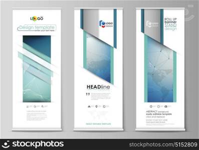 The minimalistic vector illustration of the editable layout of roll up banner stands, vertical flyers, flags design business templates. Chemistry pattern, connecting lines and dots. Medical concept.. The minimalistic vector illustration of the editable layout of roll up banner stands, vertical flyers, flags design business templates. Chemistry pattern, connecting lines and dots. Medical concept