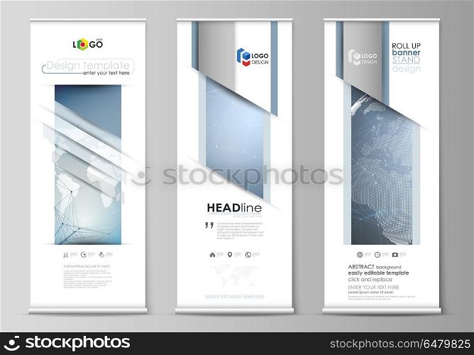The minimalistic vector illustration of the editable layout of roll up banner stands, vertical flyers, flags design business templates. Scientific medical DNA research. Science or medical concept.. The minimalistic vector illustration of the editable layout of roll up banner stands, vertical flyers, flags design business templates. Scientific medical DNA research. Science or medical concept