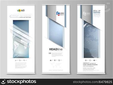 The minimalistic vector illustration of the editable layout of roll up banner stands, vertical flyers, flags design business templates. Scientific medical DNA research. Science or medical concept.. The minimalistic vector illustration of the editable layout of roll up banner stands, vertical flyers, flags design business templates. Scientific medical DNA research. Science or medical concept