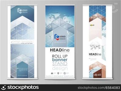 The minimalistic vector illustration of the editable layout of roll up banner stands, vertical flyers, flags design business templates. Scientific medical DNA research. Science or medical concept. The minimalistic vector illustration of the editable layout of roll up banner stands, vertical flyers, flags design business templates. Scientific medical DNA research. Science or medical concept.