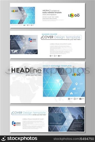 The minimalistic vector illustration of the editable layout of social media, email headers, banner design templates in popular formats. Abstract global design. Chemistry pattern, molecule structure.. The minimalistic vector illustration of the editable layout of social media, email headers, banner design templates in popular formats. Abstract global design. Chemistry pattern, molecule structure