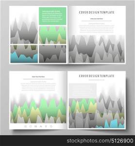 The minimalistic vector illustration of the editable layout of two covers templates for square design brochure, flyer, booklet. Rows of colored diagram with peaks of different height.. The minimalistic vector illustration of the editable layout of two covers templates for square design brochure, flyer, booklet. Rows of colored diagram with peaks of different height