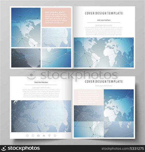 The minimalistic vector illustration of the editable layout of two covers templates for square design brochure, flyer, booklet. Scientific medical DNA research. Science or medical concept.. The minimalistic vector illustration of the editable layout of two covers templates for square design brochure, flyer, booklet. Scientific medical DNA research. Science or medical concept