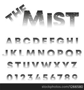 The Mist alphabet template. Letters and numbers with grunge texture. Vector illustration.. The Mist alphabet template. Letters and numbers with grunge texture. Vector illustration