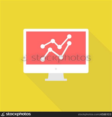 The monitor in the flat style. Vector illustration