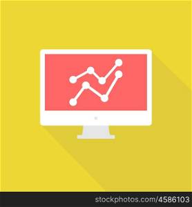 The monitor in the flat style. Vector illustration