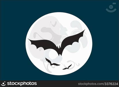 The moon and bats in night