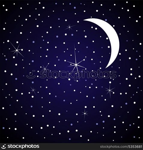 The moon in the night sky. A vector illustration