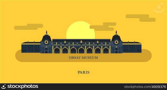 The Musee d&rsquo;orsay in Paris. France. The famous Palace. Vector illustration.