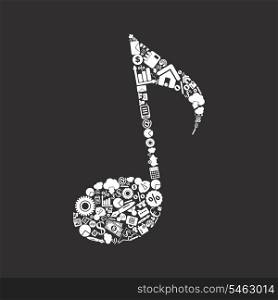 The musical note made of business. A vector illustration