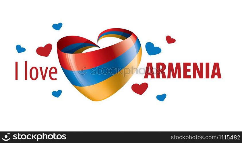 The national flag of the Armenia and the inscription I love Armenia. Vector illustration.. The national flag of the Armenia and the inscription I love Armenia. Vector illustration