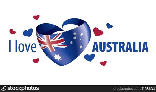 The national flag of the Australia and the inscription I love Australia. Vector illustration.. The national flag of the Australia and the inscription I love Australia. Vector illustration