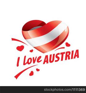 The national flag of the Austria and the inscription I love Austria. Vector illustration.. The national flag of the Austria and the inscription I love Austria. Vector illustration