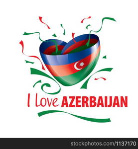 The national flag of the Azerbaijan and the inscription I love Azerbaijan. Vector illustration.. The national flag of the Azerbaijan and the inscription I love Azerbaijan. Vector illustration