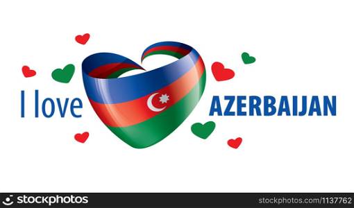 The national flag of the Azerbaijan and the inscription I love Azerbaijan. Vector illustration.. The national flag of the Azerbaijan and the inscription I love Azerbaijan. Vector illustration