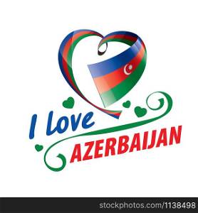 The national flag of the Azerbaijan and the inscription I love Azerbaijan. Vector illustration.. The national flag of the Azerbaijan and the inscription I love Azerbaijan. Vector illustration