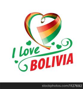 The national flag of the Bolivia and the inscription I love Bolivia. Vector illustration.. The national flag of the Bolivia and the inscription I love Bolivia. Vector illustration