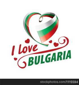 The national flag of the Bulgaria and the inscription I love Bulgaria. Vector illustration.. The national flag of the Bulgaria and the inscription I love Bulgaria. Vector illustration