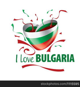 The national flag of the Bulgaria and the inscription I love Bulgaria. Vector illustration.. The national flag of the Bulgaria and the inscription I love Bulgaria. Vector illustration