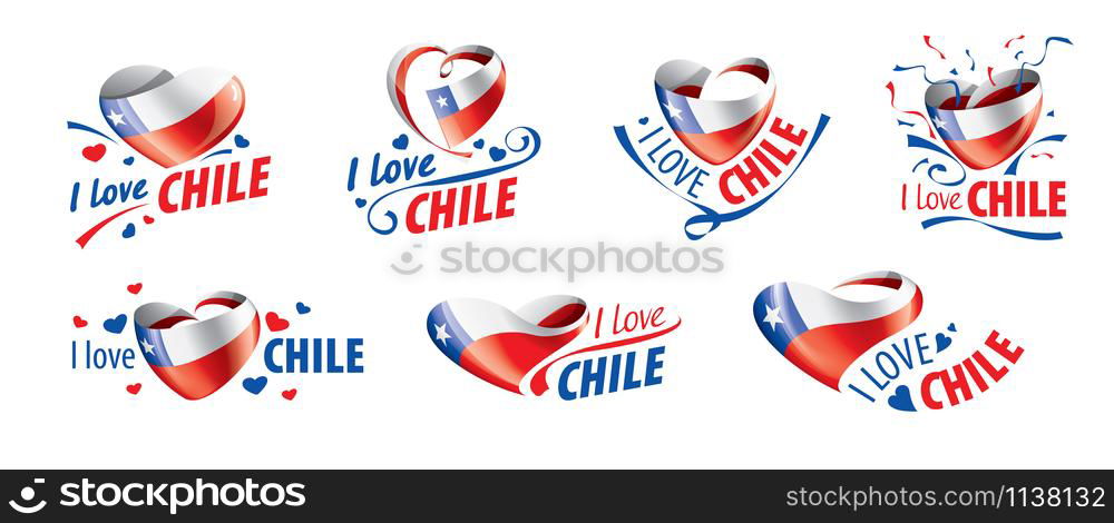 The national flag of the Chile and the inscription I love Chile. Vector illustration.. The national flag of the Chile and the inscription I love Chile. Vector illustration